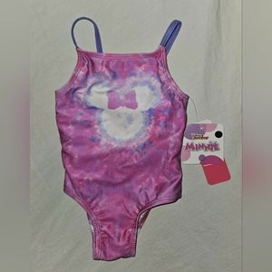 Baby Girl's Disney Junior Minnie Tye Die One Piece Swimsuit 12 Months